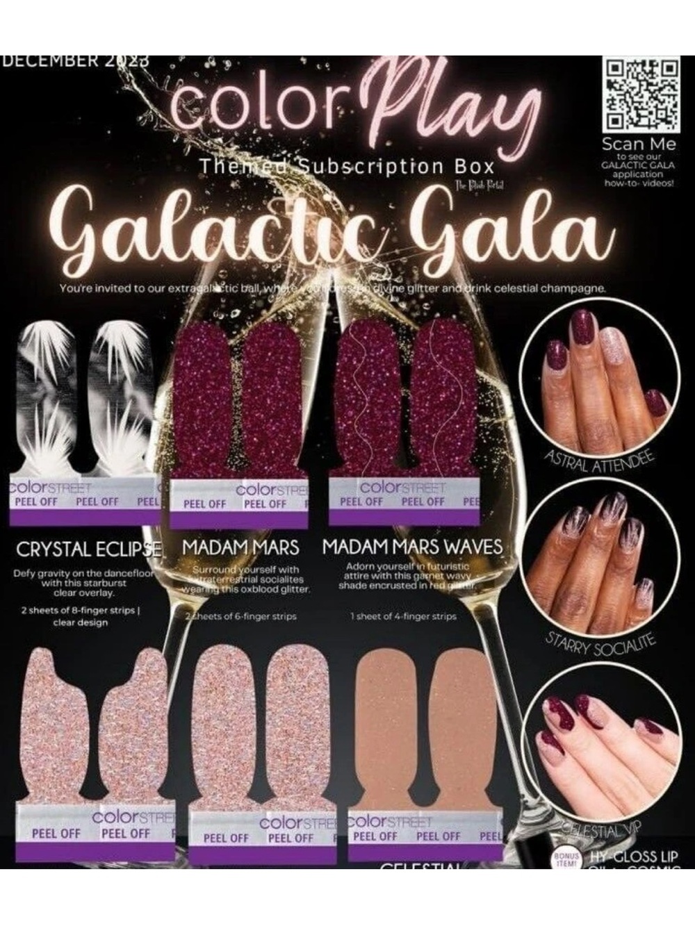 GALACTIC GALA - DEC 2023 COLOR PLAY BOX - COLOR STREET - NO BONUS LIP GLOSS